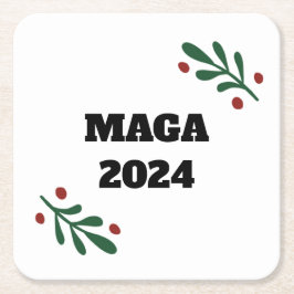 MAGA 2024 Kerstmis Kartonnen Onderzetters