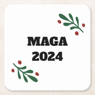 MAGA 2024 Kerstmis Kartonnen Onderzetters