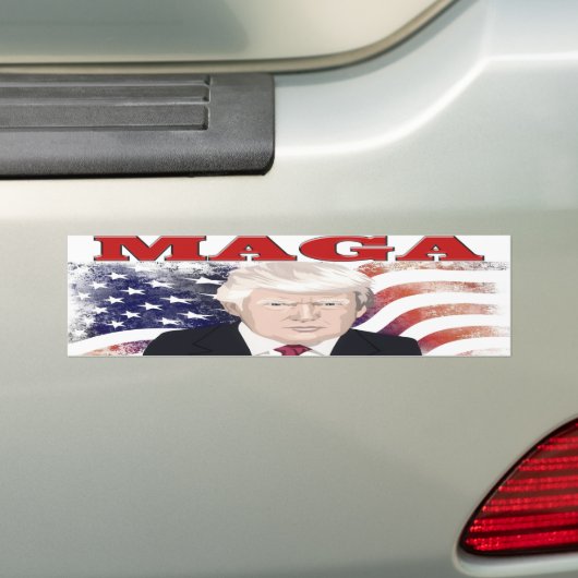 MAGA American Flag Trump red text Bumpersticker (Op auto)