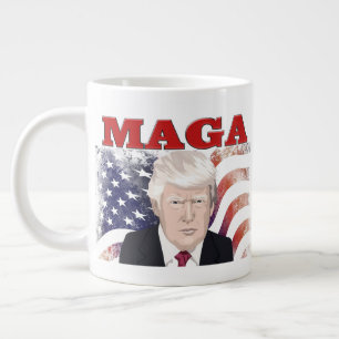 MAGA American Flag Trump red text Grote Koffiekop