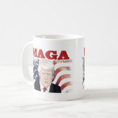 MAGA American Flag Trump red text Koffiemok (Voorkant links)