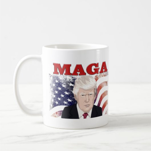 MAGA American Flag Trump red text Koffiemok (Links)