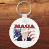 MAGA American Flag Trump red text Sleutelhanger (Voorkant)