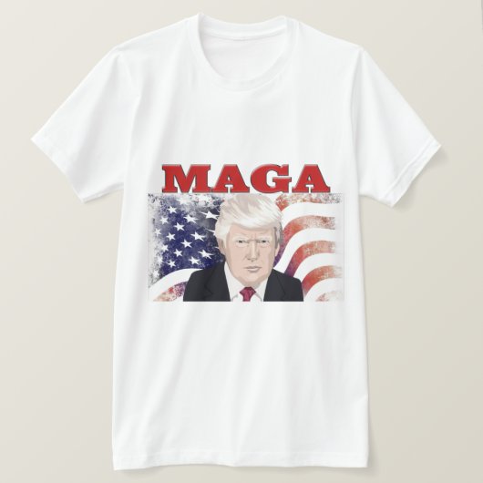 MAGA American Flag Trump red text T-shirt (Design voorkant)