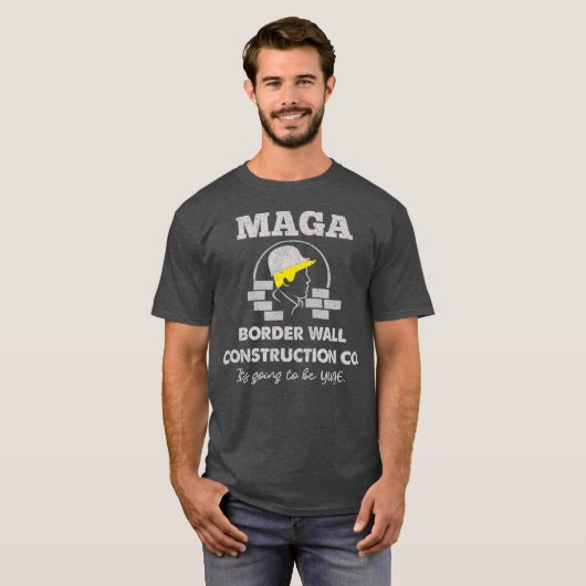 MAGA Border Wall Construction Co Patriotic Pro T-shirt (Voorkant volledig)
