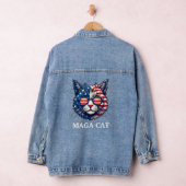 MAGA Cat President Trump Amerikaanse Vlag Patriott Denim Jacket (Hangar)