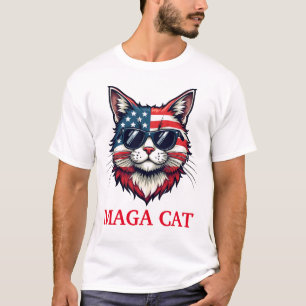 MAGA Cat President Trump Amerikaanse Vlag Patriott T-shirt