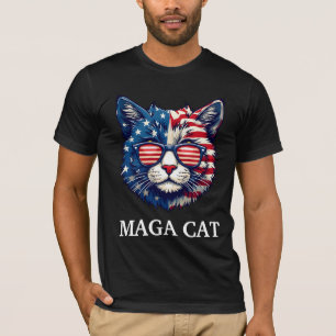 MAGA Cat President Trump Amerikaanse Vlag Patriott T-shirt