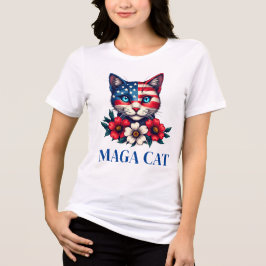 MAGA Cat Trump Amerikaanse vlag en bloemen Patriot Tri-Blend Shirt