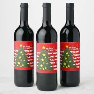 MAGA Christmas Patriotic Wijn Etiket
