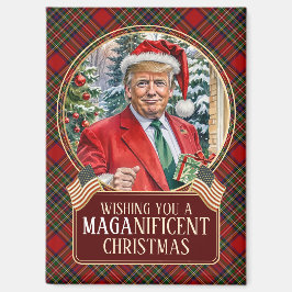 MAGA Christmas Tartan Plaid Santa Trump Rechthoek Magneet