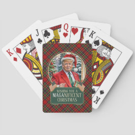MAGA Christmas Tartan Plaid Santa Trump Rechthoek Pokerkaarten