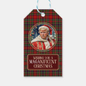 MAGA Christmas Tartan Plaid Trump Gift Label Cadeaulabel (Voorkant)