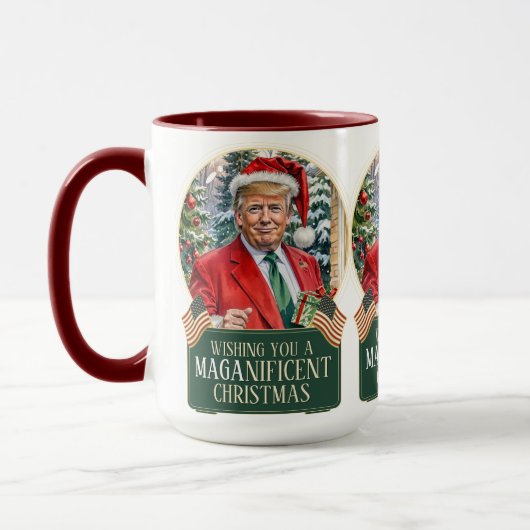 MAGA Christmas Trump Santa Snow Wereldbol Large Mok (Links)
