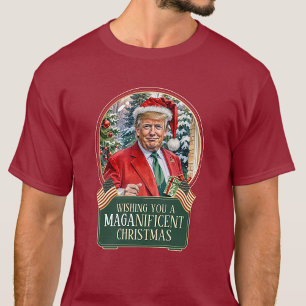 MAGA Christmas Trump Santa Snow Wereldbol Unisex T-shirt