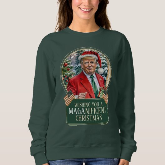 MAGA Christmas Trump Santa Snow Wereldbol Vrouwen Trui (Voorkant)