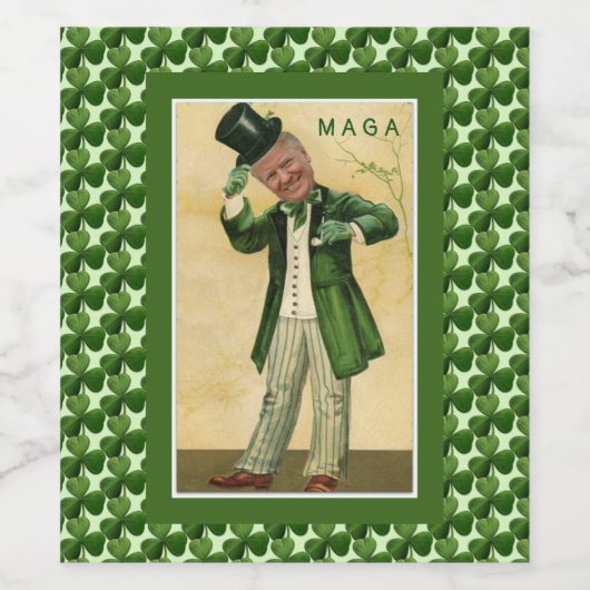 MAGA DONALD TRUMP ST. PATRICK'S DAY IERS WIJN ETIKET (Enkel label)