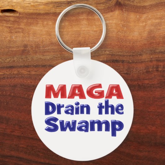 MAGA Draai het moeras met rode blauwe tekst Sleutelhanger (Voorkant)