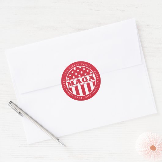 MAGA gepersonaliseerd Initiaal ronde Stickers (Envelop)