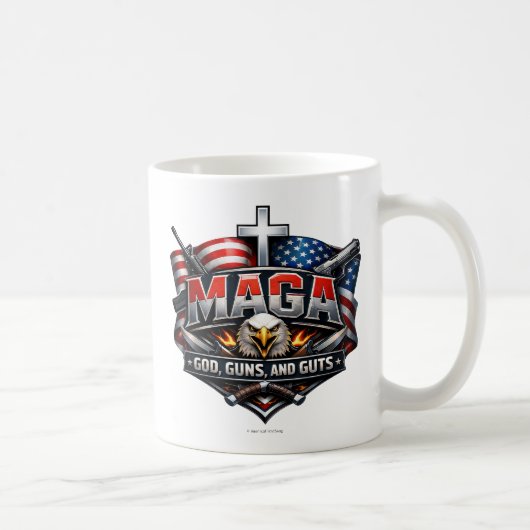 MAGA: God, wapens en lef.  Koffiemok (Rechts)