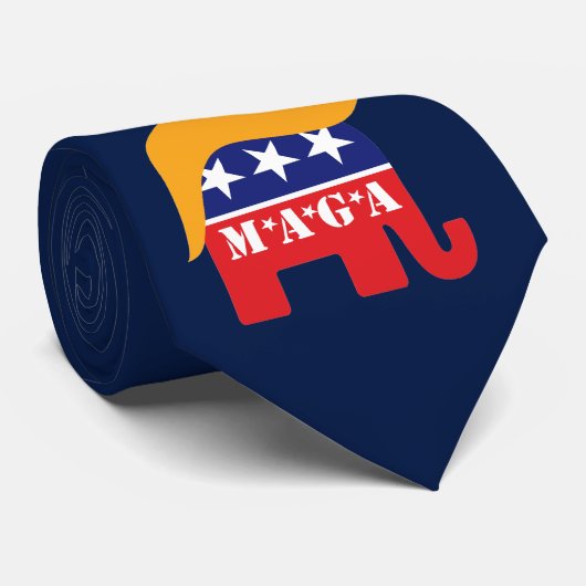 MAGA herkiest Donald Trump GOP Elephant Hair Logo Stropdas (Opgerold)