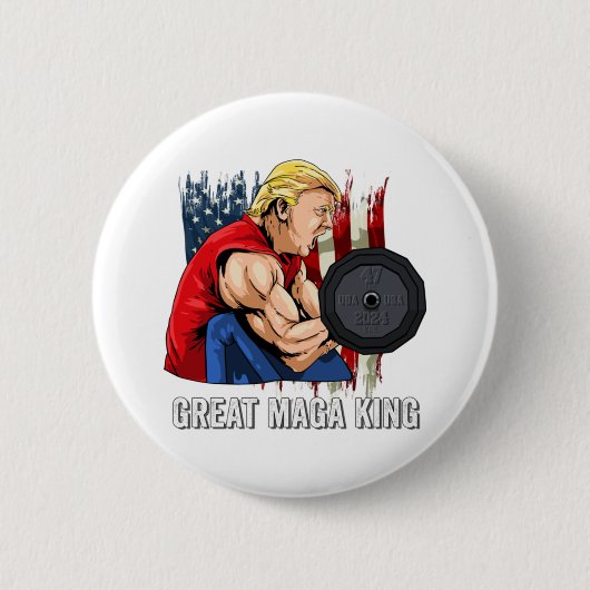 MAGA KING Trump Great MAGA MET  Amerikaanse vlag Ronde Button 5,7 Cm (Voorkant)