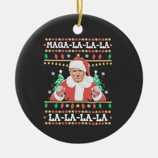 Maga La La La Trump kerstinhuldiging 47e Keramisch Ornament (Voorkant)