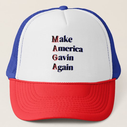 MAGA | Maak America Gavin opnieuw grappige parodie Trucker Pet (Voorkant)