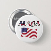 MAGA met Amerikaanse vlag rood wit en blauw Ronde Button 5,7 Cm (Voorkant /achterkant)