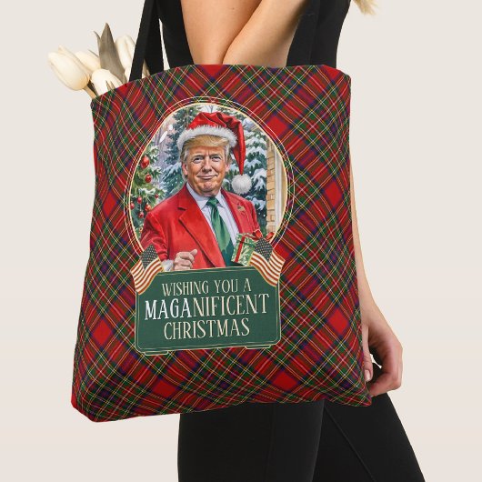 MAGA Prachtige Kerst Trump Tartan Shopping Tote Bag