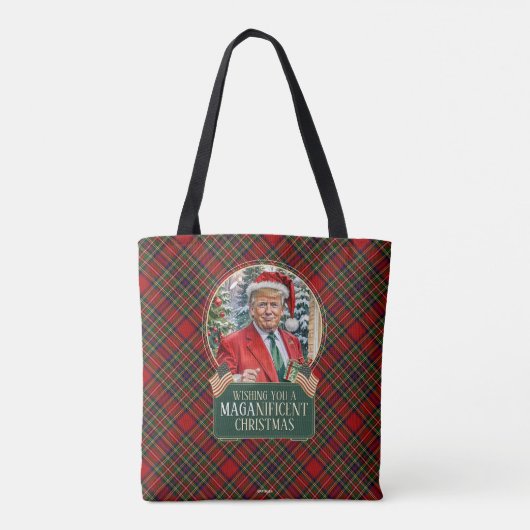 MAGA Prachtige Kerst Trump Tartan Shopping Tote Bag (Achterkant)