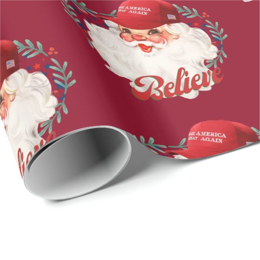 MAGA Santa gelooft dat Trump Republikeins inpakpap Cadeaupapier (Rol Hoek)