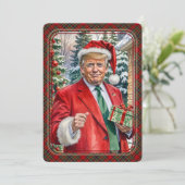 MAGA Santa Trump Maganificent Christmas Tartan Feestdagenkaart (Staand voorkant)