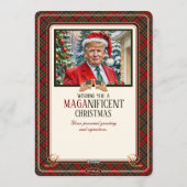 MAGA Santa Trump Maganificent Christmas Tartan Feestdagenkaart (Achterkant)