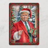 MAGA Santa Trump Maganificent Christmas Tartan Feestdagenkaart (Voorkant)