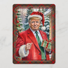 MAGA Santa Trump Maganificent Christmas Tartan Feestdagenkaart
