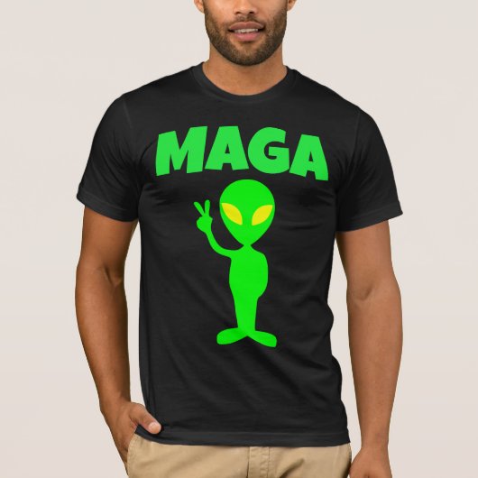 MAGA TRUMP ALIEN PEACE GRAPPIG T-SHIRT (Voorkant)
