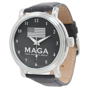 MAGA Trump horloge met Amerikaanse vlag en zwarte 