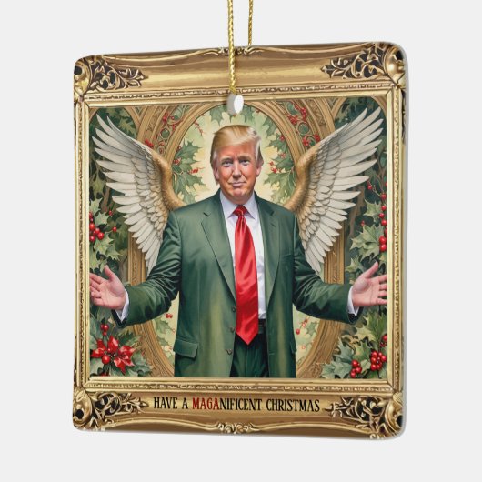 MAGA Trump Square  stijl aangepaste kerst Keramisch Ornament (Links)