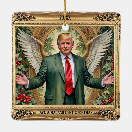 MAGA Trump Square  stijl aangepaste kerst Keramisch Ornament (Achterkant)