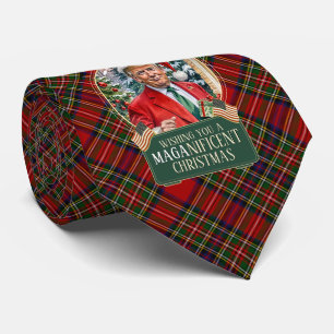 MAGA Trump tartain plaid kerst stropdas