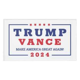 MAGA Trump Vance 2024: Wit Rood Blauw Verkiezingen Naambadge