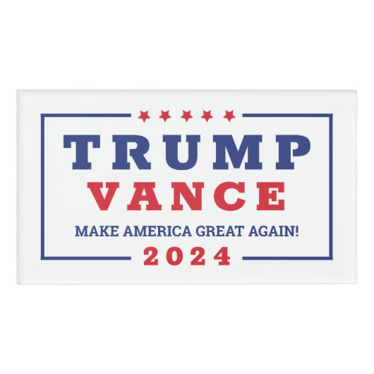 MAGA Trump Vance 2024: Wit Rood Blauw Verkiezingen Naambadge (Voorkant)
