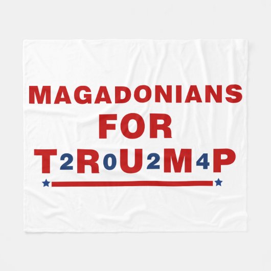 Magadonians voor Trump 2024 Red Blue Star Fleece Deken (Voorkant (Horizontaal))