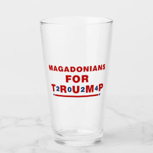 Magadonians voor Trump 2024 Red Blue Star Glas