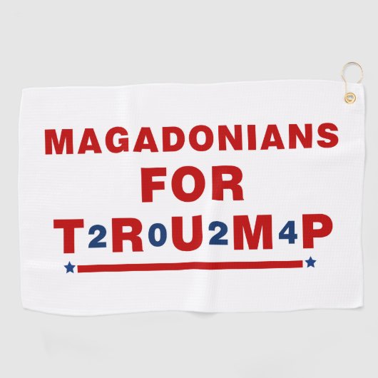 Magadonians voor Trump 2024 Red Blue Star Golfhanddoek (Horizontaal)