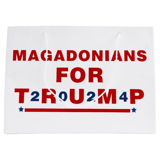 Magadonians voor Trump 2024 Red Blue Star Groot Cadeauzakje (Voorkant)