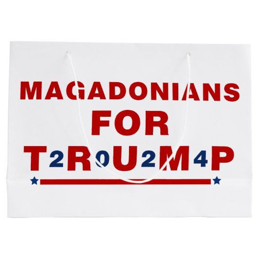 Magadonians voor Trump 2024 Red Blue Star Groot Cadeauzakje (Achterkant)