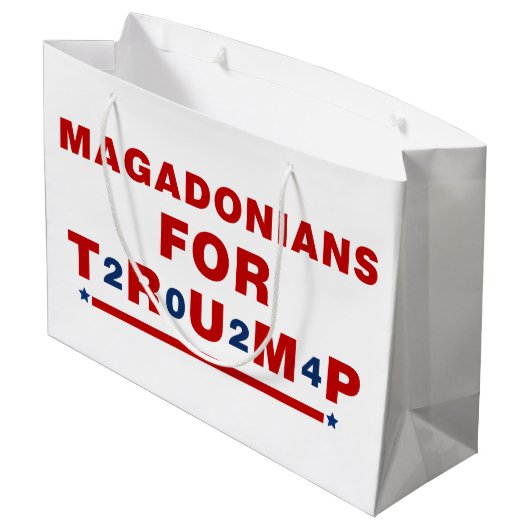 Magadonians voor Trump 2024 Red Blue Star Groot Cadeauzakje (Achterkant Gekanteld)
