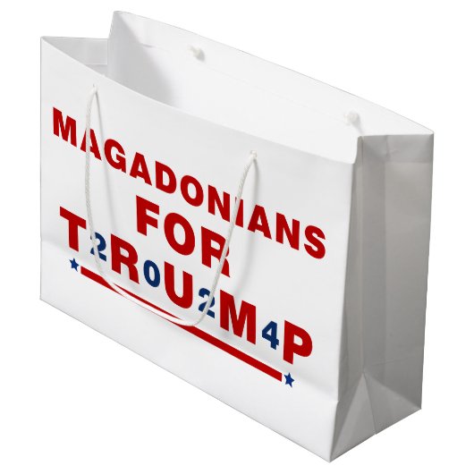 Magadonians voor Trump 2024 Red Blue Star Groot Cadeauzakje (Voorkant Gekanteld)